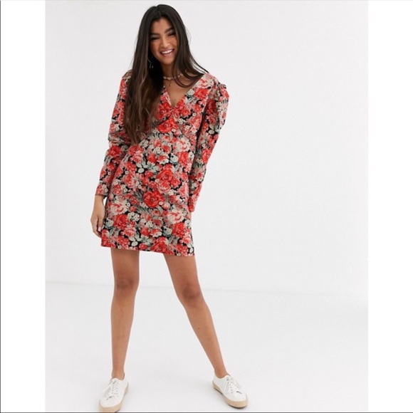Free People Kapowski Mini Floral Rose Dress Size 0 - Picture 1 of 15